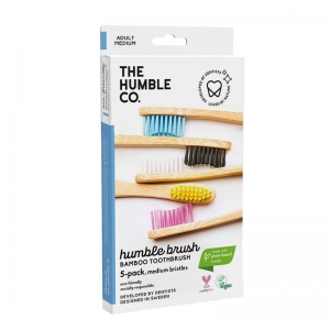 The Humble Co. Bamboo Toothbrush - Medium 5 Pack - Assorted Colours